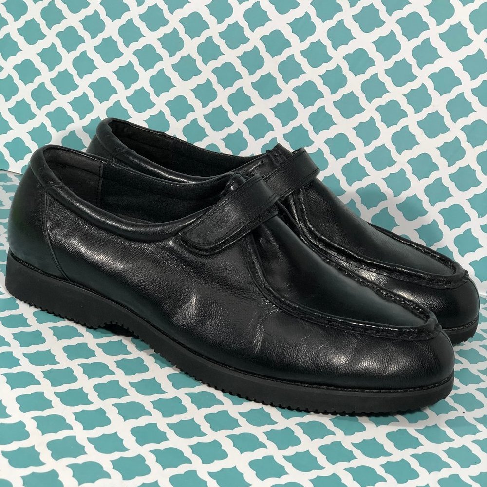 Mens Work Shoes Old Vutex Fine Brand Hook & Loop Closure Black Size 11.5 M